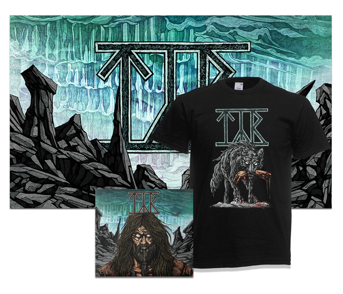 Bundle — CD Digipack + T-shirt (Wolf) + Flag